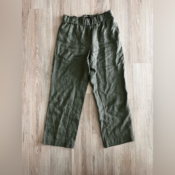 Talbots Women’s Nantucket Washed Line. wide Leg Pants Green - Medium Petite - Picture 2 of 6